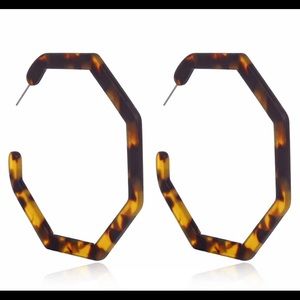 🦋New Tortoise Color Acrylic Geo hoop Earrings 3pk